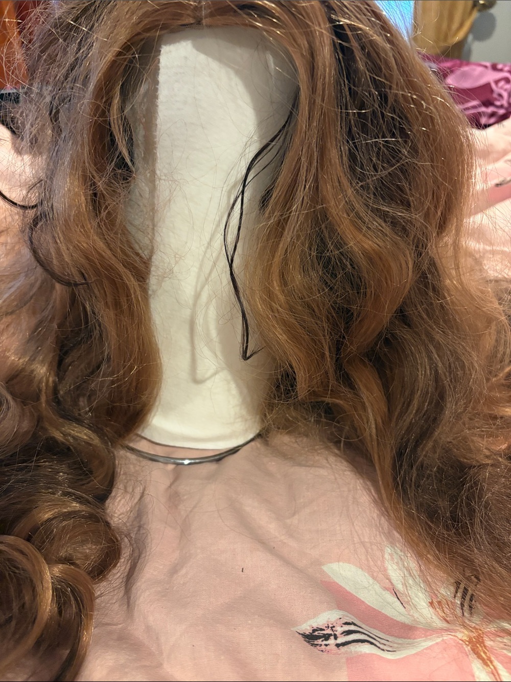Natural-Look Long Wavy Wig in Warm Brown